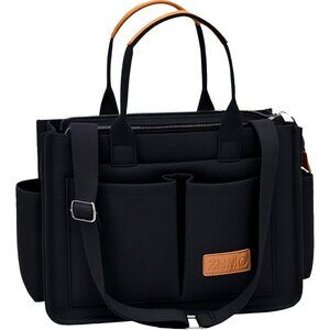 Women's Upgrade Black Imported Canvas Laptop Crossbody Work Large Tote Handbags